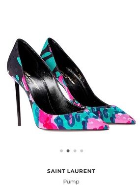 Saint Laurent Pink and Green Camouflage Pointed Pumps